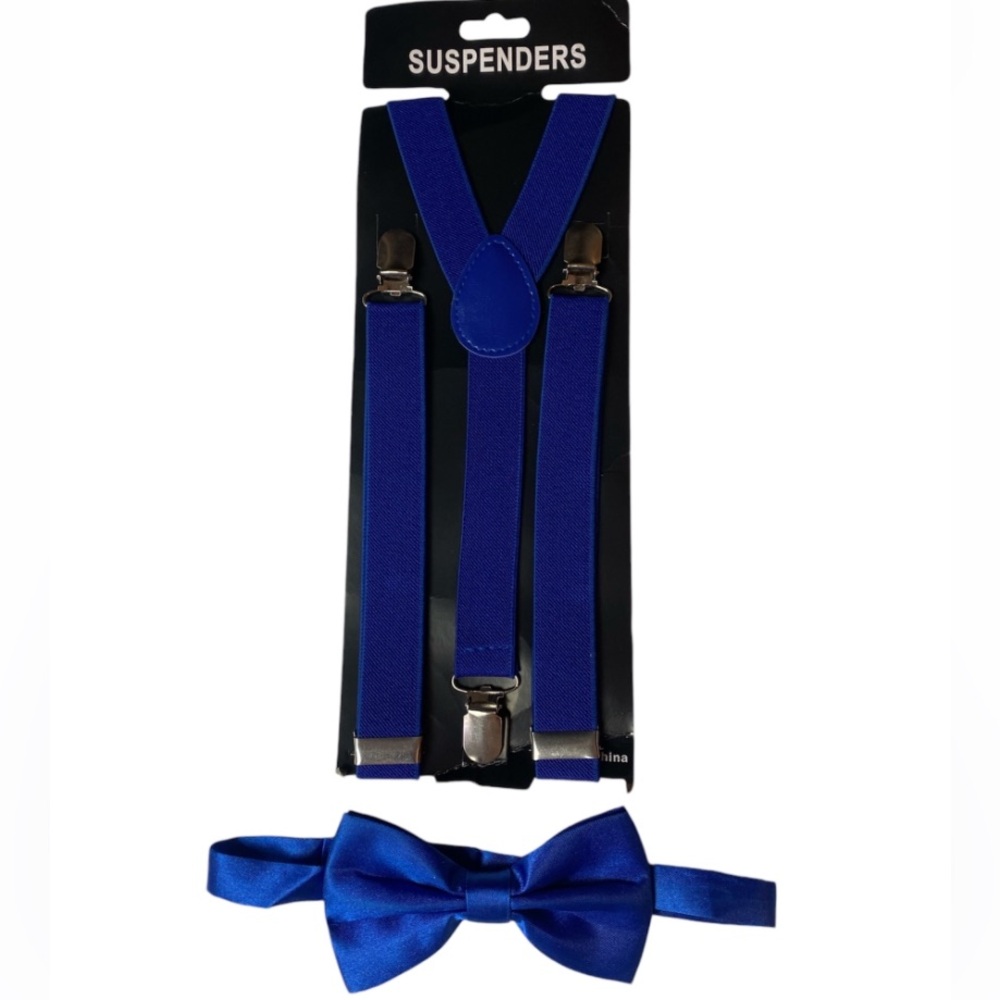 Royal Blue Suspenders and Bow Tie Set
